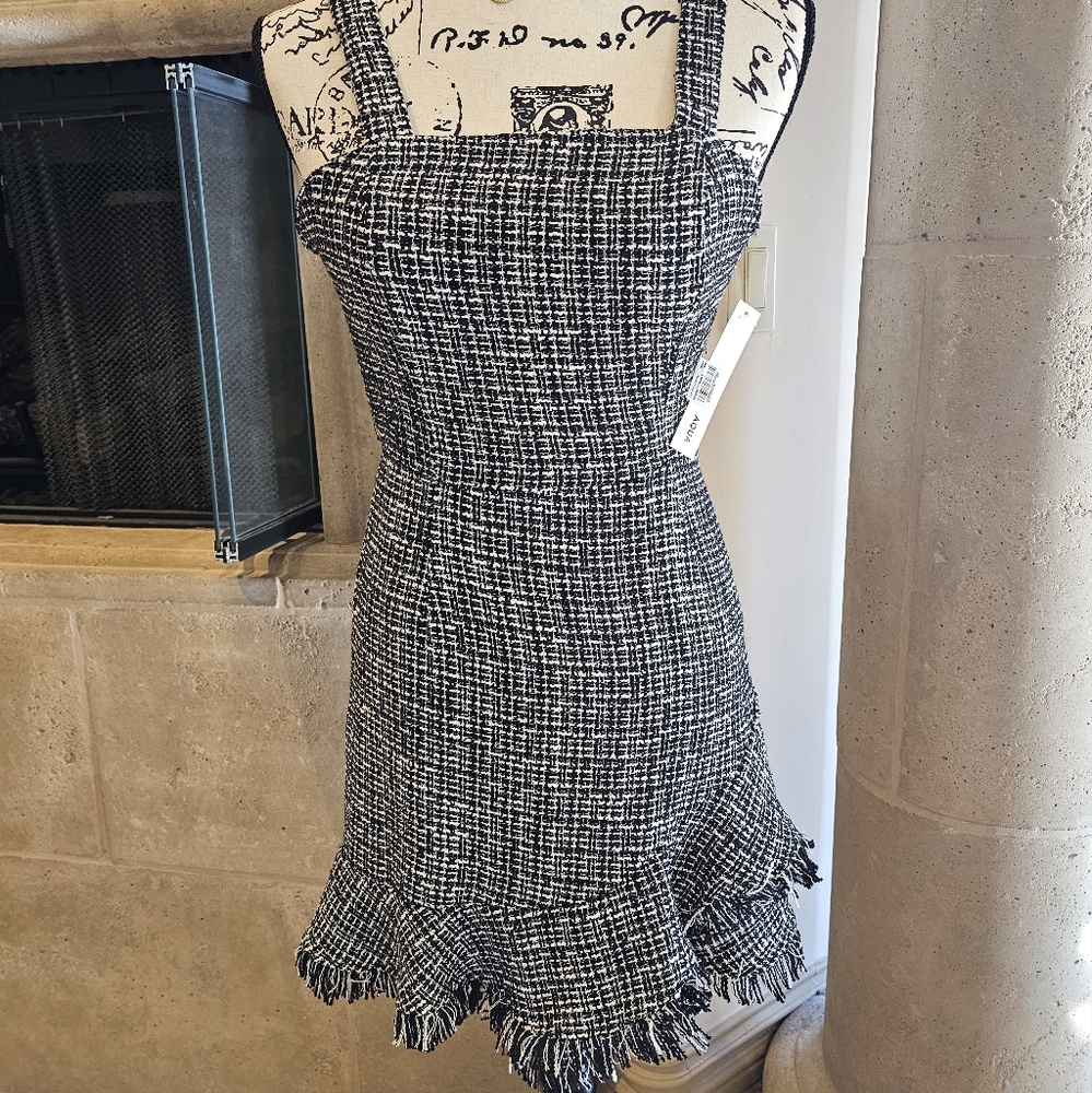NEW Chic Black and White Tweed Dress